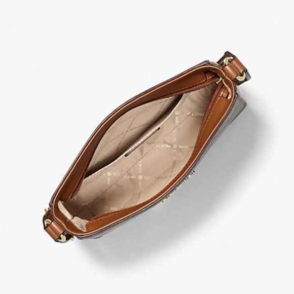 New Michael Kors Jet Set Travel Small Signature Logo Messenger Bag Brown - Picture 3 of 4